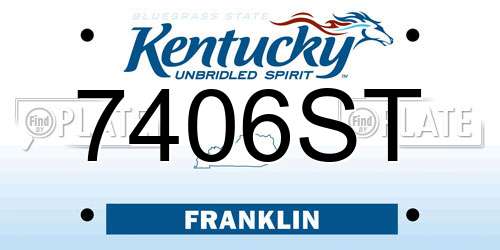 7406ST Kentucky License Plate