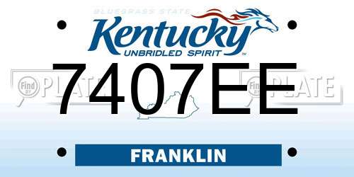 7407EE Kentucky License Plate