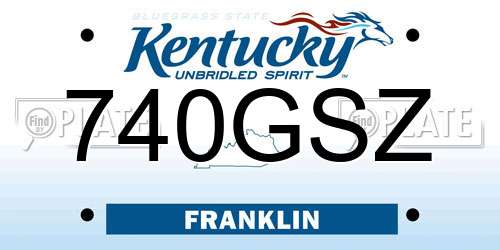 740GSZ Kentucky License Plate