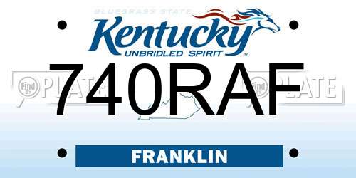 740RAF Kentucky License Plate