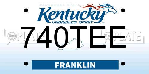 740TEE Kentucky License Plate