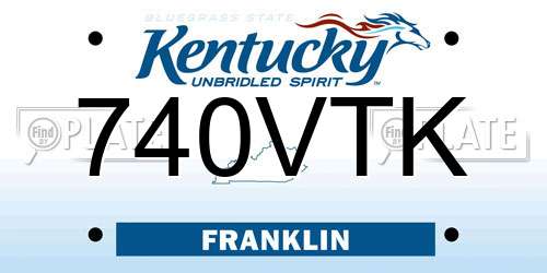 740VTK Kentucky License Plate