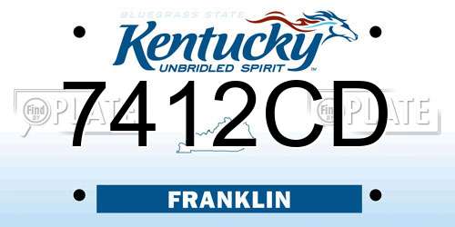 7412CD Kentucky License Plate