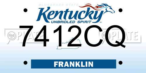 7412CQ Kentucky License Plate