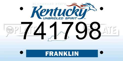 741798 Kentucky License Plate