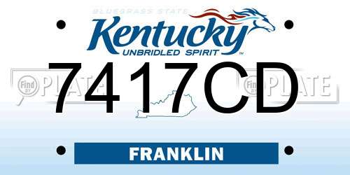 7417CD Kentucky License Plate