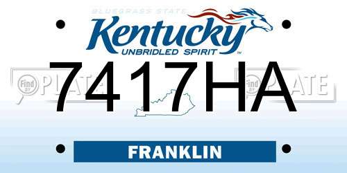 7417HA Kentucky License Plate