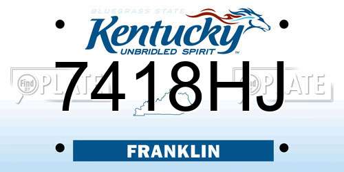 7418HJ Kentucky License Plate