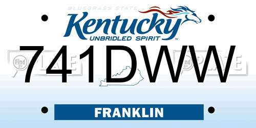741DWW Kentucky License Plate