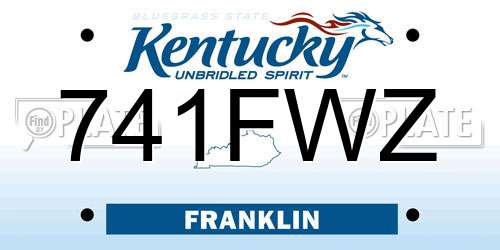 741FWZ Kentucky License Plate