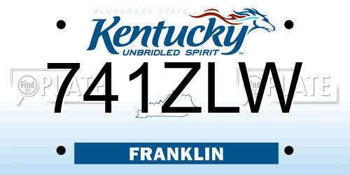 741ZLW Kentucky License Plate