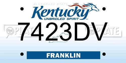 7423DV Kentucky License Plate