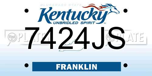 7424JS Kentucky License Plate