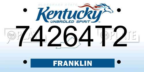74264T2 Kentucky License Plate