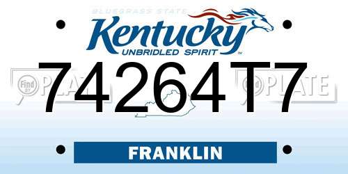 74264T7 Kentucky License Plate