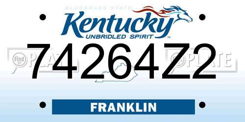 74264Z2 Kentucky License Plate