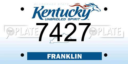 7427 Kentucky License Plate