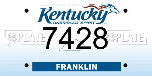 7428 Kentucky License Plate