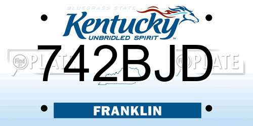 742BJD Kentucky License Plate