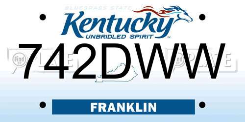 742DWW Kentucky License Plate
