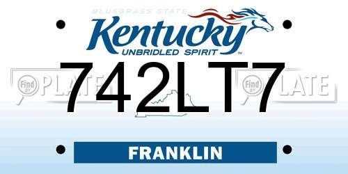 742LT7 Kentucky License Plate
