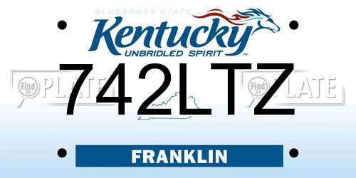 742LTZ Kentucky License Plate
