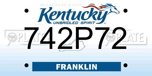 742P72 Kentucky License Plate