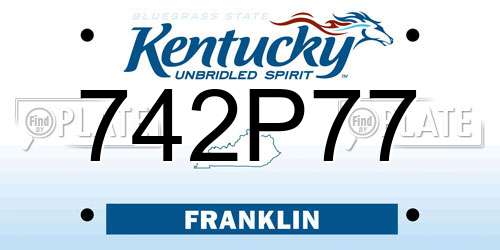 742P77 Kentucky License Plate