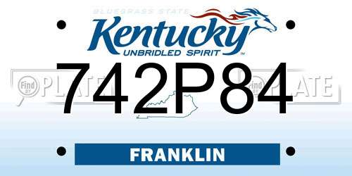 742P84 Kentucky License Plate