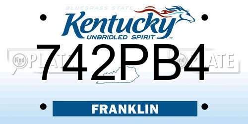742PB4 Kentucky License Plate