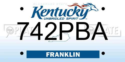 742PBA Kentucky License Plate