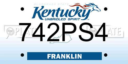 742PS4 Kentucky License Plate