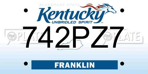 742PZ7 Kentucky License Plate