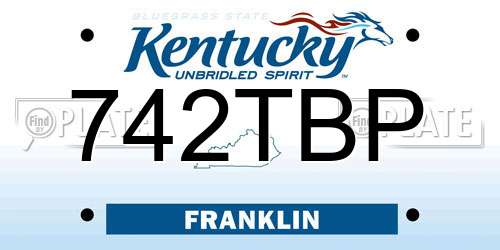 742TBP Kentucky License Plate