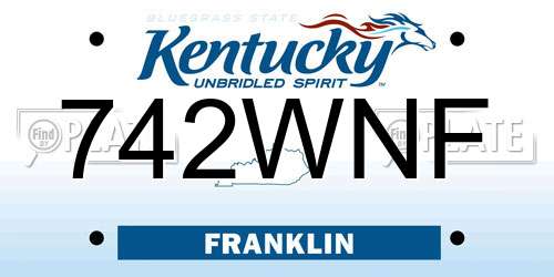 742WNF Kentucky License Plate