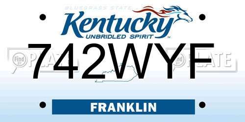 742WYF Kentucky License Plate