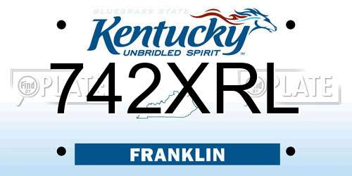 742XRL Kentucky License Plate