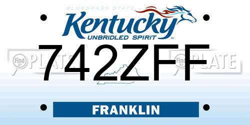 742ZFF Kentucky License Plate