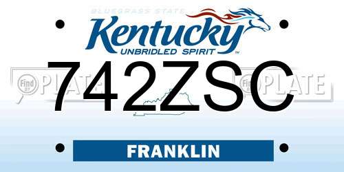 742ZSC Kentucky License Plate