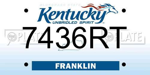 7436RT Kentucky License Plate