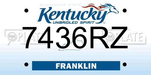 7436RZ Kentucky License Plate