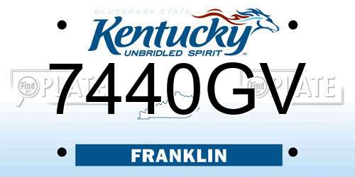 7440GV Kentucky License Plate