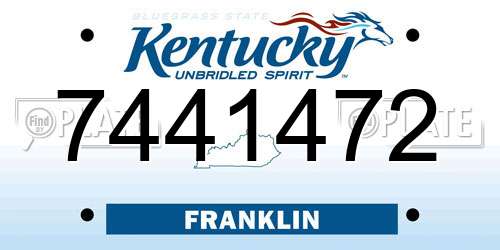 7441472 Kentucky License Plate