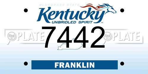 7442 Kentucky License Plate