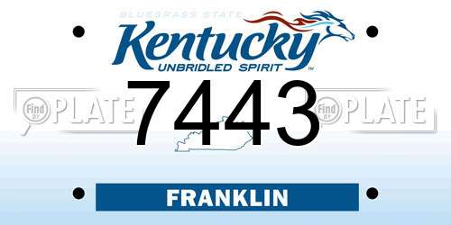7443 Kentucky License Plate