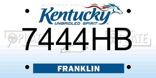 7444HB Kentucky License Plate