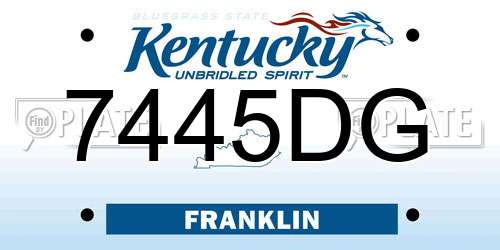 7445DG Kentucky License Plate