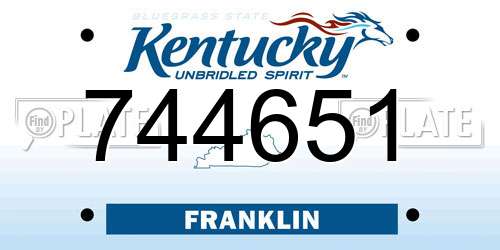 744651 Kentucky License Plate