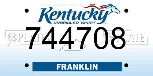 744708 Kentucky License Plate