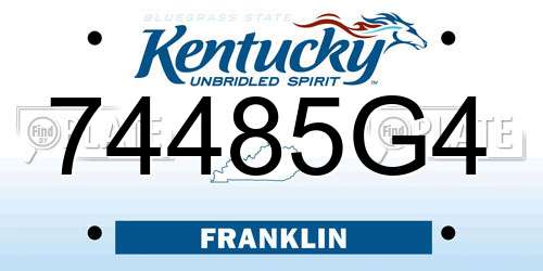 74485G4 Kentucky License Plate